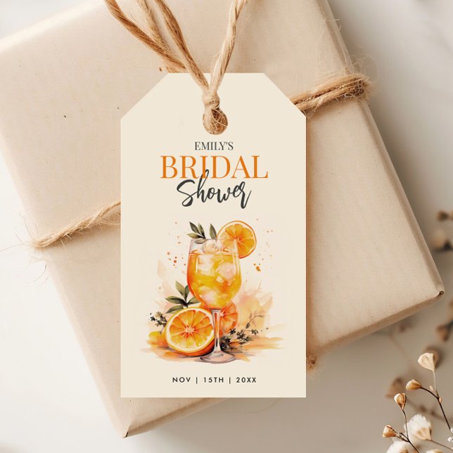 Étiquettes-cadeau Aperol Spritz Aquarelle Enterrement de Vie de Jeun (Créateur téléchargé)