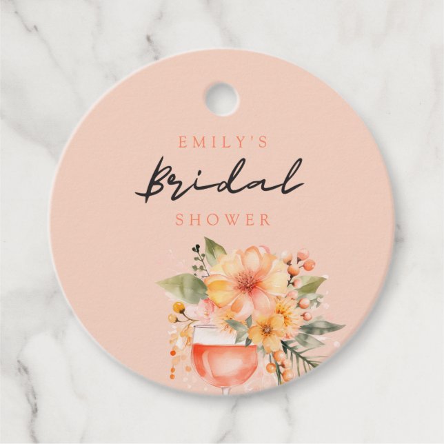 Étiquettes Cadeau Aperol Spritz Floral Shower de Mariée (Devant)