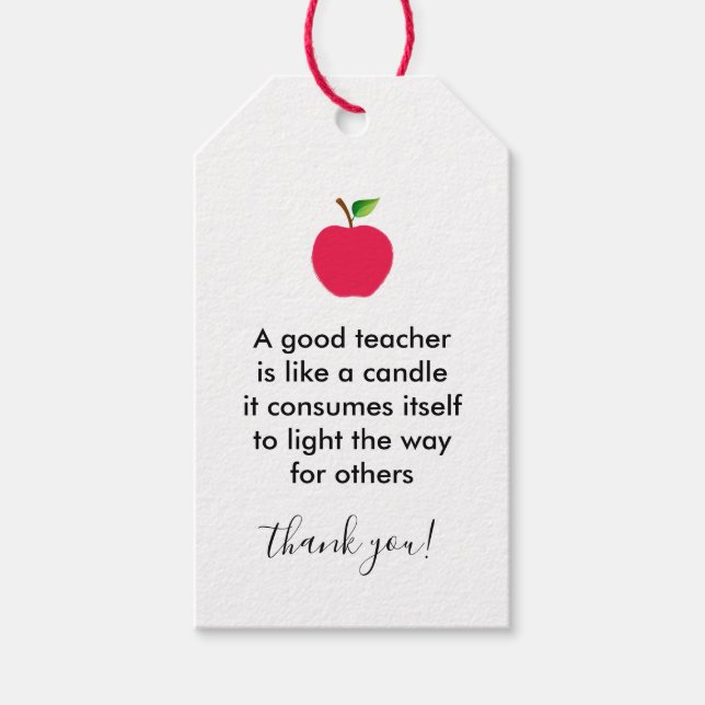 Étiquettes-cadeau Apple Bon Enseignants Appréciation Merci (Devant)
