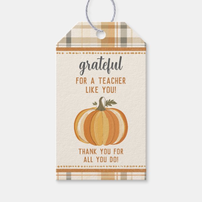 Étiquettes-cadeau Appréciation de l'enseignant Citrouille d'automne (Devant)