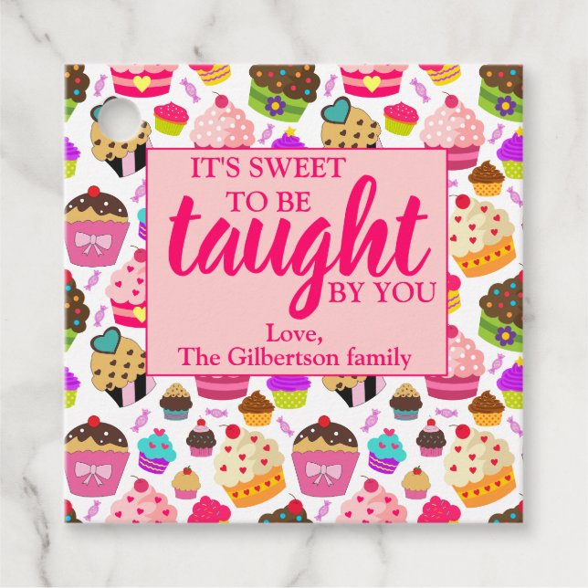 Étiquettes Cadeau Appréciation de l'enseignant de gâteau sucré (Devant)