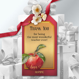 Étiquettes-cadeau Appréciation de l'enseignant Gold Red Apple