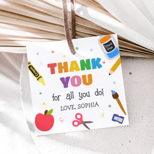 Étiquettes Cadeau Appréciation de l'enseignant Merci Carré