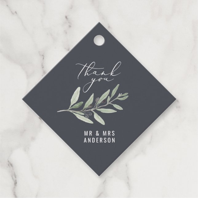 Étiquettes Cadeau Appréciation de mariage botanique d'olive aquarell (Devant)