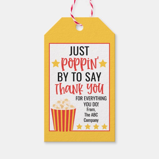 Étiquettes-cadeau Appréciation du personnel de Popcorn (Devant)