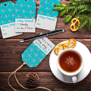Étiquettes-cadeau Aqua Christmas Cadeaux Tags Starfish and Orament