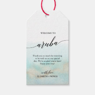 Étiquettes-cadeau Aqua Gold Beach Bienvenue à Aruba Mariage