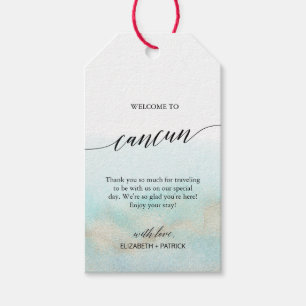 Étiquettes-cadeau Aqua Gold Beach Bienvenue à Cancun Mariage