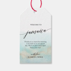 Étiquettes-cadeau Aqua Gold Beach Bienvenue à Jamaica Mariage