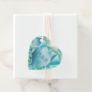 Étiquettes Cadeau Aquamarine Aquarelle Coeur Cute Saint Valentin