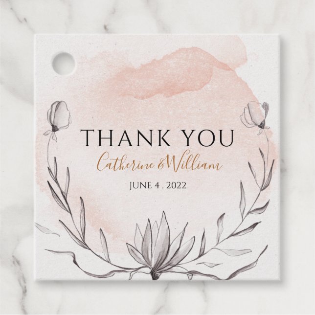 Étiquettes Cadeau Aquarelle à laine florale (Devant)