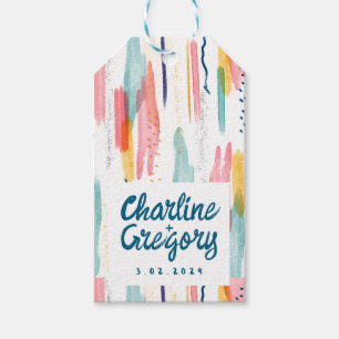 Étiquettes-cadeau Aquarelle Abstraite couleur brosse pointes Mariage