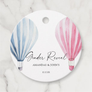 Étiquettes Cadeau Aquarelle Air Balloons Révélation de genre