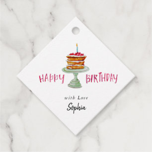 Étiquettes Cadeau Aquarelle Anniversaire Gâteau Joyeux cadeau Annive