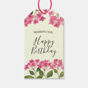 Étiquettes-cadeau Aquarelle Anniversaire Rose Hydrangea Lacecaps