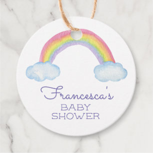 Étiquettes Cadeau Aquarelle arc-en-ciel et Baby shower d'arrosage