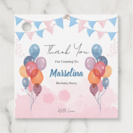 Étiquettes Cadeau Aquarelle Balloon fille anniversaire Fête Favorise