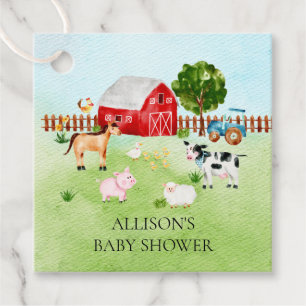 Étiquettes Cadeau Aquarelle Barnyard Animaux Baby shower Favoriser