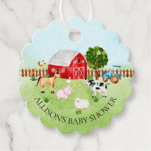 Étiquettes Cadeau Aquarelle Barnyard Animaux Baby shower Favoriser