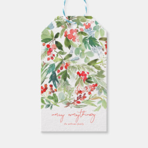 Étiquettes-cadeau Aquarelle Berries d'hiver et verdure