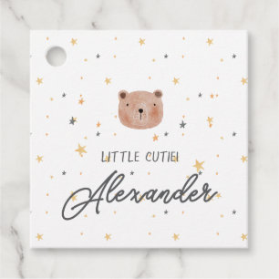Étiquettes Cadeau Aquarelle blanche et Brown Baby shower mignon