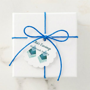 Étiquettes Cadeau Aquarelle bleu bijoux artisanale