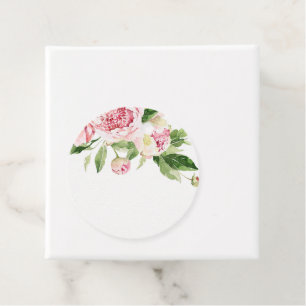 Étiquettes Cadeau Aquarelle bleu doux vert pivoine florale blanc