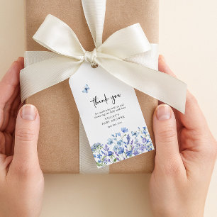 Étiquettes-cadeau Aquarelle bleu Fleur sauvage Baby shower Favoriser
