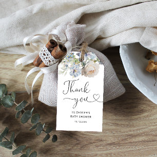 Étiquettes-cadeau Aquarelle bleu FLoral Baby shower Merci