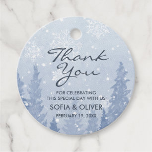 Étiquettes Cadeau Aquarelle bleu foncé hiver