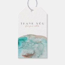 Aquarelle | Bleu | MERCI | Balises cadeaux