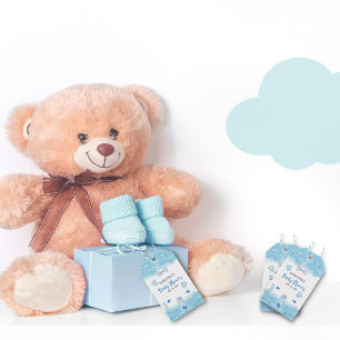 Étiquettes-cadeau Aquarelle bleu nuage pastel brosse bébé garçon dou