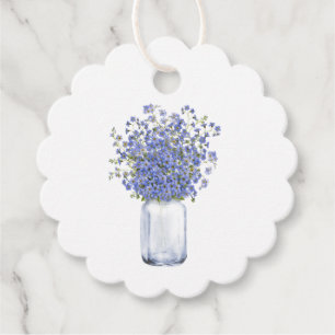 Étiquettes Cadeau Aquarelle Bleu Oublier-Moi-Noter Mason Jar Merci