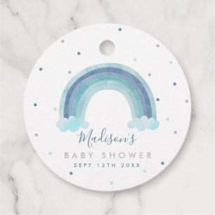 Étiquettes Cadeau Aquarelle bleu Rainbow Baby shower Cadeau