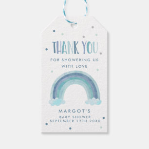Étiquettes-cadeau Aquarelle bleue Rainbow Baby shower Favoriser