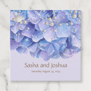 Étiquettes Cadeau Aquarelle Blue Hydrangea Pearl
