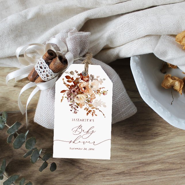 Étiquettes-cadeau Aquarelle Boho Automne Baby shower Floral Merci (Créateur téléchargé)