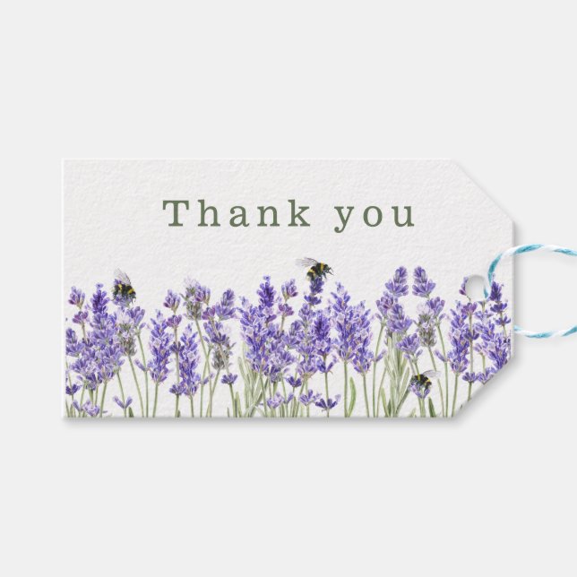 Étiquettes-cadeau Aquarelle Boho Lavande (Devant (Horizontal))