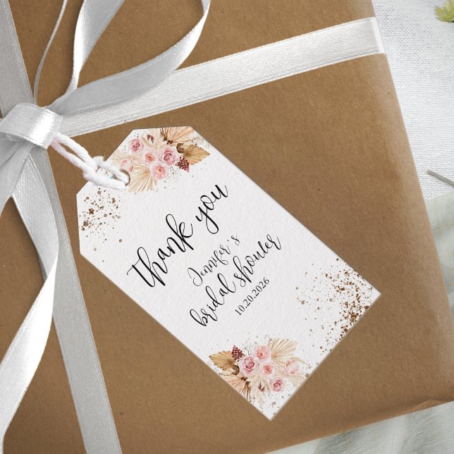Étiquettes-cadeau Aquarelle Boho Parties scintillant l Fête des mari (Créateur téléchargé)