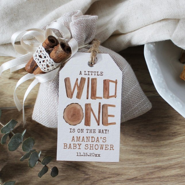 Étiquettes-cadeau Aquarelle Bois rustique sauvage Un Baby shower (Créateur téléchargé)