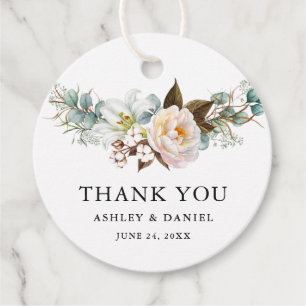 Étiquettes Cadeau Aquarelle Botanique Floral Mariage Merci