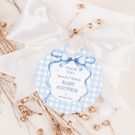 Étiquettes Cadeau Aquarelle Bow Blue Baby Boy Merci douche garçon