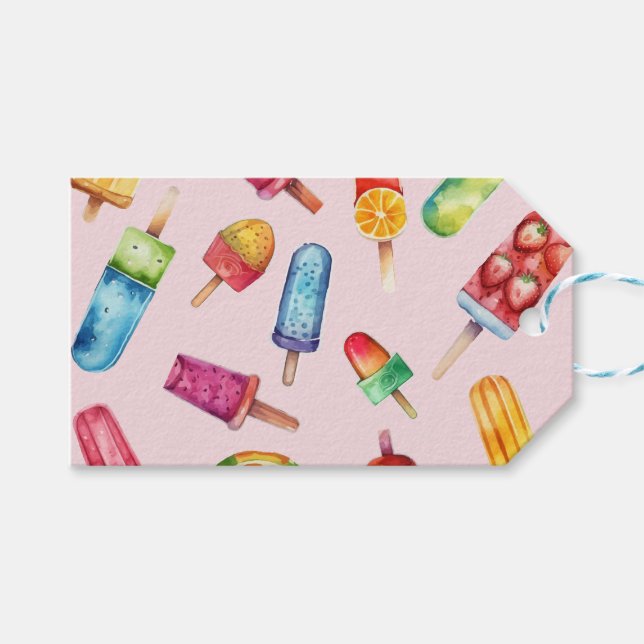 Étiquettes-cadeau Aquarelle Bright Popsicle (Devant (Horizontal))