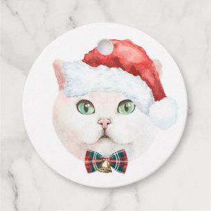 Étiquettes Cadeau Aquarelle British Shorthair Cat Père Noël Noël
