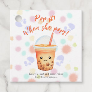 Étiquettes Cadeau Aquarelle Bubble Tea Pop it! Quand elle éclaire !
