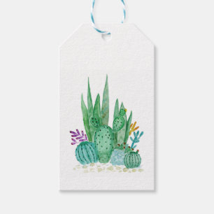 Étiquettes-cadeau Aquarelle, cactus, succulents
