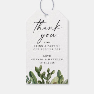 Étiquettes-cadeau Aquarelle cactus verdure mariage merci