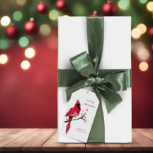 Aquarelle Cardinal Christmas Cadeau Tags