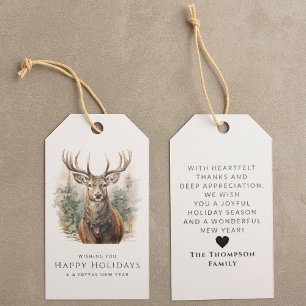 Étiquettes-cadeau Aquarelle Cerf Renne personnalisée Noël