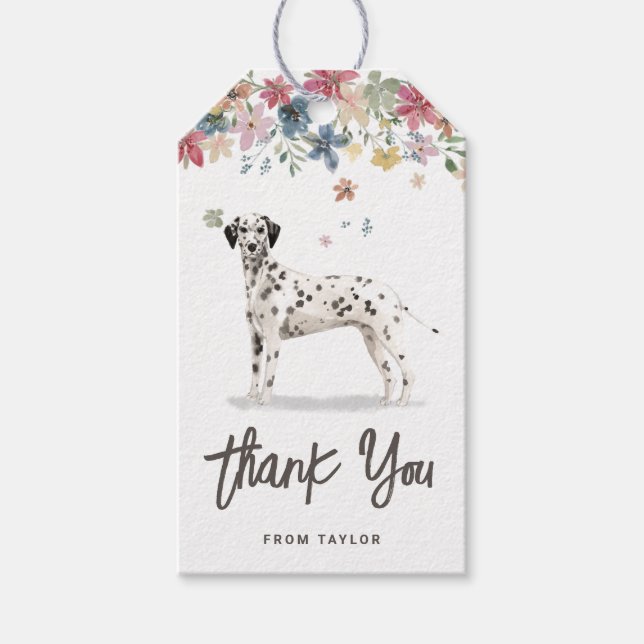 Étiquettes-cadeau Aquarelle Chien dalmate Merci de fête d'anniversai (Devant)
